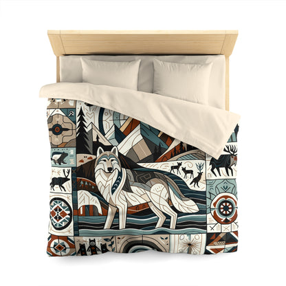 Totem - Wolf Quilt 001 - Microfiber Duvet Cover