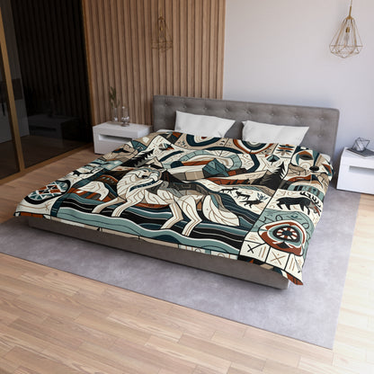 Totem - Wolf Quilt 001 - Microfiber Duvet Cover