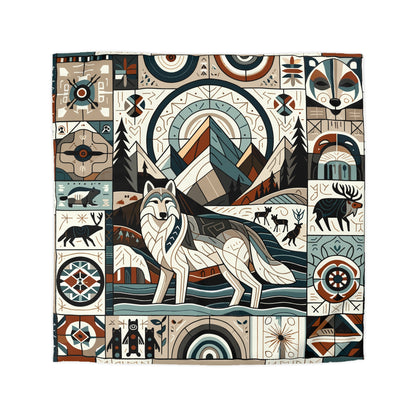 Totem - Wolf Quilt 001 - Microfiber Duvet Cover