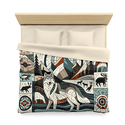 Totem - Wolf Quilt 001 - Microfiber Duvet Cover